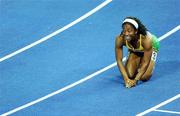 17 August 2009; Shelley-Ann Fraser of Jamaica, celebrates her victory in the Women's 100m Final, winning in a time of 10.73 secs. 12th IAAF World Championships in Athletics, Olympic Stadium, Berlin, Germany. Picture credit: Brendan Moran  / SPORTSFILE