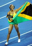 17 August 2009; Shelley-Ann Fraser of Jamaica, celebrates her victory in the Women's 100m Final, winning in a time of 10.73 secs. 12th IAAF World Championships in Athletics, Olympic Stadium, Berlin, Germany. Picture credit: Brendan Moran  / SPORTSFILE