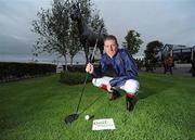 16 August 2009; Award winning jockey Johnny Murtagh was on hand at the Curragh with Niamh Mulqueen of the charity Bóthar, to support Bóthar’s new Golf with Stars fundraising initiative which aims to raise €300,000 to bring five hundred dairy cows to struggling families in East Africa in time for Christmas. Visit www.golfwithstars.com for more details. The Curragh Racecourse, Co. Kildare. Picture credit: Matt Browne / SPORTSFILE