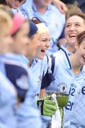 16 August 2009; Dublin captain Aoife Caffrey, centre, celebrates with her team-mates at the end of the game. All-Ireland Ladies Football U16A Shield Final Replay, Dublin v Mayo, Kiltoom, Co. Roscommon. Picture credit: David Maher / SPORTSFILE