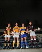18 August 2009; U-21 Hurling stars, from left, Bord Gáis Energy Ambassadors Richie Hogan, Kilkenny, Arron Graffin, Antrim, Clare's Ciaran O'Doherty, and Galway captain Joe Canning at Parnell Park ahead of the Bord Gáis Energy GAA Hurling U-21 All-Ireland Semi Finals. The match between Galway and Clare will take place at Semple Stadium in Thurles this Saturday, throw in at 2.30pm. The match will be televised live on TG4. The match between Antrim and Kilkenny will throw in at 4.30pm. Parnell Park, Dublin. Picture credit; Brian Lawless / SPORTSFILE