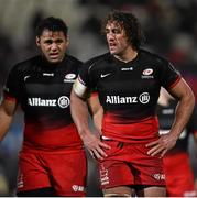 20 November 2015; Jacques Burger, right, and Billy Vunipola, Saracens. European Rugby Champions Cup, Pool 1, Round 2, Ulster v Saracens. Kingspan Stadium, Ravenhill Park, Belfast. Picture credit: Ramsey Cardy / SPORTSFILE