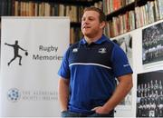 24 November 2015; The Alzheimer Society of Ireland, as charity partners to Leinster Rugby, today launched their Rugby Memories campaign. Rugby Memories is an initiative aimed at reaching out to people in the community who were rugby fans or players all of their lives, but might now feel socially isolated as a result of their diagnosis and unable to stay as involved with their local clubs. Leinster Rugby and the Alzheimer Society of Ireland are inviting rugby clubs across the province to host such an event to reach out to people with dementia in their communities. The Alzheimer Society of Ireland will also be hosting a choir at the next Leinster Rugby home game, this Friday, against Ulster Rugby in the Guinness PRO12 and hoping to raise awareness and funds in the fight against Alzheimer’s. Pictured at the launch is current Leinster and Irish hooker Sean Cronin. Merrion Room, RDS, Ballsbridge, Dublin. Picture credit: Seb Daly / SPORTSFILE