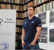 24 November 2015; The Alzheimer Society of Ireland, as charity partners to Leinster Rugby, today launched their Rugby Memories campaign. Rugby Memories is an initiative aimed at reaching out to people in the community who were rugby fans or players all of their lives, but might now feel socially isolated as a result of their diagnosis and unable to stay as involved with their local clubs. Leinster Rugby and the Alzheimer Society of Ireland are inviting rugby clubs across the province to host such an event to reach out to people with dementia in their communities. The Alzheimer Society of Ireland will also be hosting a choir at the next Leinster Rugby home game, this Friday, against Ulster Rugby in the Guinness PRO12 and hoping to raise awareness and funds in the fight against Alzheimer’s. Pictured at the launch is current Leinster player Colm O'Shea. Merrion Room, RDS, Ballsbridge, Dublin. Picture credit: Seb Daly / SPORTSFILE
