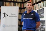 24 November 2015; The Alzheimer Society of Ireland, as charity partners to Leinster Rugby, today launched their Rugby Memories campaign. Rugby Memories is an initiative aimed at reaching out to people in the community who were rugby fans or players all of their lives, but might now feel socially isolated as a result of their diagnosis and unable to stay as involved with their local clubs. Leinster Rugby and the Alzheimer Society of Ireland are inviting rugby clubs across the province to host such an event to reach out to people with dementia in their communities. The Alzheimer Society of Ireland will also be hosting a choir at the next Leinster Rugby home game, this Friday, against Ulster Rugby in the Guinness PRO12 and hoping to raise awareness and funds in the fight against Alzheimer’s. Pictured at the launch is current Leinster player Aaron Dundon. Merrion Room, RDS, Ballsbridge, Dublin. Picture credit: Seb Daly / SPORTSFILE