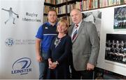 24 November 2015; The Alzheimer Society of Ireland, as charity partners to Leinster Rugby, today launched their Rugby Memories campaign. Rugby Memories is an initiative aimed at reaching out to people in the community who were rugby fans or players all of their lives, but might now feel socially isolated as a result of their diagnosis and unable to stay as involved with their local clubs. Leinster Rugby and the Alzheimer Society of Ireland are inviting rugby clubs across the province to host such an event to reach out to people with dementia in their communities. The Alzheimer Society of Ireland will also be hosting a choir at the next Leinster Rugby home game, this Friday, against Ulster Rugby in the Guinness PRO12 and hoping to raise awareness and funds in the fight against Alzheimer’s. Pictured at the launch are current Leinster and Irish international Sean Cronin, CEO of the ASI Colette Kelleher, and former Irish international Philip Orr. Merrion Room, RDS, Ballsbridge, Dublin. Picture credit: Seb Daly / SPORTSFILE