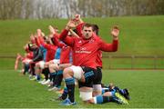 24 November 2015; Munster players including CJ Stander stretch during squad training. University of Limerick, Limerick. Picture credit: Diarmuid Greene / SPORTSFILE