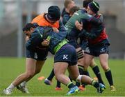 24 November 2015; Quinn Roux and Bundee Aki, Connacht, during squad training. Sportsground, Galway. Picture credit: Sam Barnes / SPORTSFILE