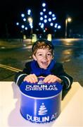 24 November 2015; Six year old Archie McDermott from Hedley Park Montessori School, Merrion Square, who assisted in the turning on of the Merrion Square Christmas Lights, by ESB. Merrion Square, Dubin 2. Photo by Sportsfile
