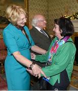25 November 2015; Team Ireland’s Anne Hoey, a member of Drogheda Special Olympics Club, from Drogheda, Co. Louth, in Aras an Uachtarain as the Special Olympics World Summer Games 'Team Ireland' are honoured by President Michael D. Higgins and his wife Sabina. Aras an Uachtarain, Phoenix Park, Dublin. Picture credit: Ray McManus / SPORTSFILE