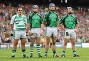 16 August 2009; Limerick players, from left, Brian Murray, Mark O'Riordan, Stephen Lucey and Damien Reale during the national anthem. GAA Hurling All-Ireland Senior Championship Semi-Final, Tipperary v Limerick, Croke Park, Dublin. Picture credit: Stephen McCarthy / SPORTSFILE