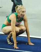 19 August 2009; Ireland's Derval O'Rourke reacts after finishing 4th in the Women's 100m Hurdles Final in a National Record time of 12.67 seconds. 12th IAAF World Championships in Athletics, Olympic Stadium, Berlin, Germany. Picture credit: Brendan Moran  / SPORTSFILE
