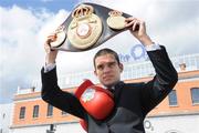 20 August 2009; Bernard Dunne outside the 02 after his Hunky Dory World Title Fight Night press conference ahead of his WBA Super Bantamwight fight on September 26 against Poonsawat Kratingdaenggym of Thailand. The O2, Dublin. Picture credit: Matt Browne / SPORTSFILE