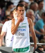 20 August 2009; Ireland's Alistair Cragg reacts after his heat of the Men's 5000m where he finished 13th in a time of 13:46.34 and failing to qualify for the Final on Sunday. 12th IAAF World Championships in Athletics, Olympic Stadium, Berlin, Germany. Picture credit: Brendan Moran / SPORTSFILE