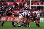 17 March 2000; James Leogh of Terenure College is tackled by Robert O'Toole and Derry McKeown of Clongowes Wood College during the Leinster Schools Senior Challenge Cup Final match between Terenure College and Clongowes Wood College at Lansdowne Road in Dublin. Photo by Aoife Rice/Sportsfile