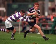 17 March 2000; Graham Crawford of Terenure College in action against Aidan proctor of Clongowes Wood College during the Leinster Schools Senior Challenge Cup Final match between Terenure College and Clongowes Wood College at Lansdowne Road in Dublin. Photo by Aoife Rice/Sportsfile