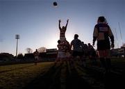 13 January 2001; A general view of a lineout during the AIB All-Ireland League Division 2 match between Bective Rangers and UCD at Donnybrook Stadium in Dublin. Photo by Brendan Moran/Sportsfile