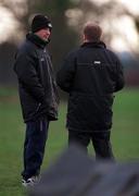 15 January 2001; David Humphreys, left,  speaking with backs coach Eddie O'Sullivan during Ireland rugby squad training at ALSAA Club in Dublin. Photo by Brendan Moran/Sportsfile
