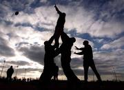 15 January 2001; A general view of a lineout during Ireland rugby squad training at ALSAA Club in Dublin. Photo by Brendan Moran/Sportsfile
