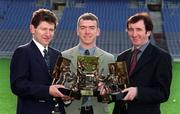 15 January 2001; The December awards for the Eircell GAA Player of the Month were presented to three outstanding Inter-County Referees at Croke Park in Dublin today. The referees honoured, from left, Brian White from Wexford, Pat McEnaney from Monaghan, and Willie Barrett from Tipperary. Photo by Ray McManus/Sportsfile