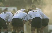 30 December 2000; The Cork Constitution forwards discuss tactics in a huddle during the AIB All-Ireland League Division 1 match between Cork Constitution and Lansdowne at Temple Hill in Cork. Photo by Brendan Moran/Sportsfile