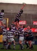 17 March 2000; Roy McDonnell of Terenure College in action against David Hickey of Clongowes Wood College during the Leinster Schools Senior Challenge Cup Final match between Terenure College and Clongowes Wood College at Lansdowne Road in Dublin. Photo by Aoife Rice/Sportsfile