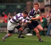 17 March 2000; Graham Crawford of Terenure College in action against Aidan proctor of Clongowes Wood College during the Leinster Schools Senior Challenge Cup Final match between Terenure College and Clongowes Wood College at Lansdowne Road in Dublin. Photo by Aoife Rice/Sportsfile