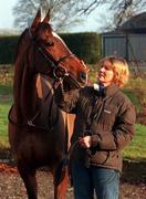 18 January 2000; Jessica Harrington with Moscow Express at her Stud Farm in Moone, Kildare. Photo by Matt Browne/Sportsfile