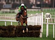 21 January 2001; Istabraq, with Charlie Swan up, clears the last on their way to win The AIG Europe Champion Hurdle at Leopardstown Racecourse in Dublin. Photo by Ray McManus/Sportsfile