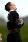 22 January 2001; David Humphreys grimaces after taking a knock during Ireland rugby squad training at University of Limerick in Limerick. Photo by Brendan Moran/Sportsfile