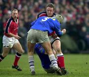 20 January 2001; Mick Galwey of Munster is tackled by Jeremy Davidson of Castres during the Heineken Cup Pool 4 Round 6 match between Munster and Castres at Musgrave Park in Cork. Photo by Brendan Moran/Sportsfile