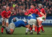20 January 2001; David Wallace of Munster in action against Raphael Ibanez, left, and and Frederic Laluque of Castres during the Heineken Cup Pool 4 Round 6 match between Munster and Castres at Musgrave Park in Cork. Photo by Damien Eagers/Sportsfile