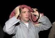 25 January 2001; Kieran McGeeney pictured during a traditional Bedouin evening during the Eircell GAA All-Star Tour to Dubai, United Arab Emirates. Photo by Ray McManus/Sportsfile