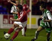 26 January 2001; Dessie Baker of Shelbourne in action against Philip Keogh of Bray Wanderers during the Eircom League Premier Division match between Shelbourne and Bray Wanderers at Tolka Park in Dublin. Photo by David Maher/Sportsfile