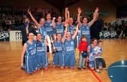 28 January 2001; The Wildcats team celebrate their victory in the ESB Women's Cup Final match between Wildcats and Tolka Rovers at the National Basketball Arena in Tallaght, Dublin. Photo by Brendan Moran/Sportsfile