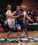 28 January 2001; Jillian Hayes of Wildcats in action against Sharon Kelly of Tolka Rovers during the ESB Women's Cup Final match between Wildcats and Tolka Rovers at the National Basketball Arena in Tallaght, Dublin. Photo by Brendan Moran/Sportsfile