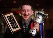 29 January 2001; Noel McChrystal, representing Sean Dolan's GAA Club, with the awards won for AIB Provincial Club of the Year and AIB GAA Club of the Year at an awards banquet in Croke Park in Dublin. Photo by Ray McManus/Sportsfile