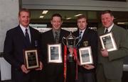 29 January 2001; Winners of the AIB Provincial Club of the Year at the annual AIB Club of the Year awards banquet in Croke Park are, from left, Gerry Fahy of  Oranmore/Maree GAA Club, Connacht, Noel McChrystal of Sean Dolan's GAA Club, Ulster, which also won the Overall Club of the Year, Padhraic Duane of Thomas Davis GAA Club, Leinster, and Michael Wadding of An Ruan Mhor GAA Club, Munster. Photo by Ray McManus/Sportsfile