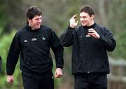 29 January 2001; Shane Horgan, left, and David Wallace during Ireland rugby squad training at ALSAA Sportsgrounds in Dublin. Photo by David Maher/Sportsfile