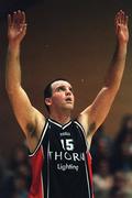 27 January 2001; John O'Leary of Killester during the ESB Men's Cup Semi-Final match between Killester and Big Al's Notre Dame at the National Basketball Arena in Tallaght, Dublin. Photo by Brendan Moran/Sportsfile