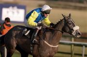 27 January 2001; Miss Dusty, with Ross Geraghty up, in action during the I.N.H. Stallion Owners European Breeders Fund Maiden Hurdle at Fairyhouse Racecourse in Ratoath, Meath. Photo by Damien Eagers/Sportsfile