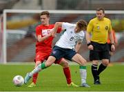 26 November 2015; Callum Thompson, Republic of Ireland, in action against Pawel Zuk, Poland. U15 Friendly International, Republic of Ireland v Poland, Rock Park Celtic FC, Dundalk, Co. Louth. Picture credit: Oliver McVeigh / SPORTSFILE