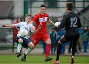 26 November 2015; Marc Walsh, Republic of Ireland, in action against Wiktor Plesnierowicz, Poland. U15 Friendly International, Republic of Ireland v Poland, Rock Park Celtic FC, Dundalk, Co. Louth. Picture credit: Oliver McVeigh / SPORTSFILE