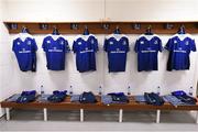 27 November 2015; Leinster jerseys hang in their changing room ahead of their Guinness PRO12, Round 8, game against Ulster at the RDS Arena, Ballsbridge, Dublin. Picture credit: Stephen McCarthy / SPORTSFILE