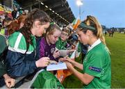 26 November 2015; Julie Russell , Republic of Ireland, signs an autograph for supporters after the game. UEFA Women's EURO 2017 Qualifier, Group 2, Republic of Ireland v Spain, Tallaght Stadium, Tallaght, Co. Dublin. Picture credit: Matt Browne / SPORTSFILE