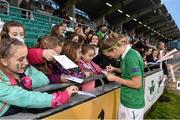 26 November 2015; Diane Caldwell, Republic of Ireland, signs an autograph for supporters after the game. UEFA Women's EURO 2017 Qualifier, Group 2, Republic of Ireland v Spain, Tallaght Stadium, Tallaght, Co. Dublin. Picture credit: Matt Browne / SPORTSFILE
