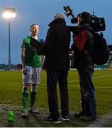26 November 2015; Louise Quinn, Republic of Ireland, with RTÉ soccer correspondent Tony O'Donoghue after the game. UEFA Women's EURO 2017 Qualifier, Group 2, Republic of Ireland v Spain, Tallaght Stadium, Tallaght, Co. Dublin. Picture credit: Matt Browne / SPORTSFILE