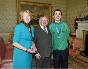 25 November 2015; Team Ireland's Colm Monahan, 5-a-side football, in Aras an Uachtarain as the Special Olympics World Summer Games are honoured by President Michael D. Higgins and wife Sabina. Aras an Uachtarain, Phoenix Park, Dublin. Picture credit: Ray McManus / SPORTSFILE