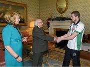 25 November 2015; Team Ireland's Nathan Finney, 11-a-side football, in Aras an Uachtarain as the Special Olympics World Summer Games are honoured by President Michael D. Higgins and wife Sabina. Aras an Uachtarain, Phoenix Park, Dublin.  Picture credit: Ray McManus / SPORTSFILE