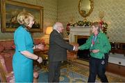 25 November 2015; Team Ireland's Ursula McDonnell, golf, in Aras an Uachtarain as the Special Olympics World Summer Games are honoured by President Michael D. Higgins and wife Sabina. Aras an Uachtarain, Phoenix Park, Dublin. Picture credit: Ray McManus / SPORTSFILE